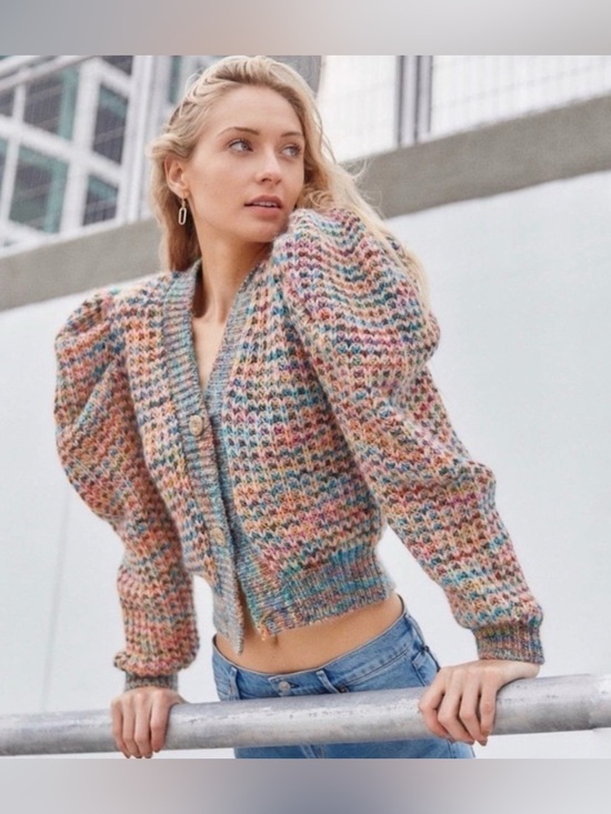 Ulla Johnson Sweaters - Ulla Johnson Fiora Rainbow Puff Sleeve Mohair Wool Cardigan Sweater M